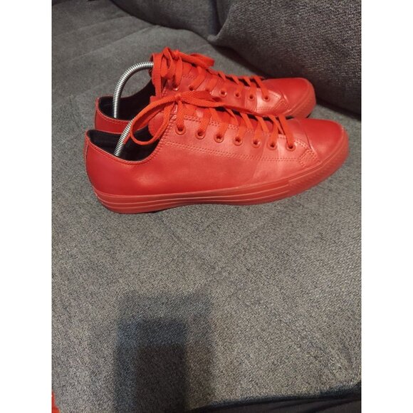 Converse All Star Chuck Taylor Vegan Leather Low Top Red Sneakers Size M12 W14 - Picture 5 of 14